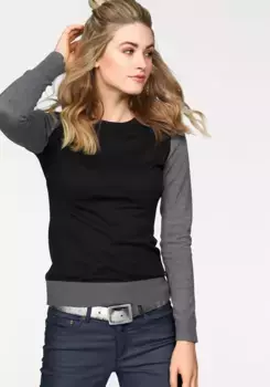 Вязаный свитер AJC с рукавами и манжетами контрастного цвета, серый