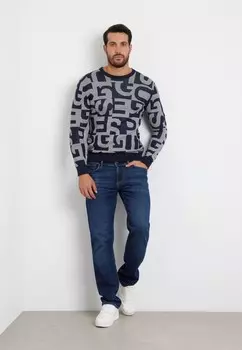 Вязаный свитер ALLOVER LOGO Guess, синий