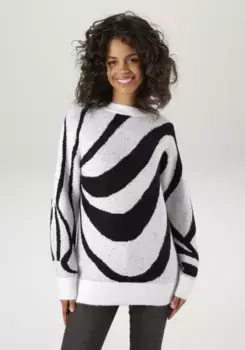 Вязаный свитер Aniston CASUAL крестовой вязки с рукавами "летучая мышь" - НОВАЯ КОЛЛЕКЦИЯ, черный