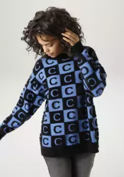 Вязаный свитер Aniston CASUAL, с экстравагантными 2-х цветными квадратами - НОВАЯ КОЛЛЕКЦИЯ, синий