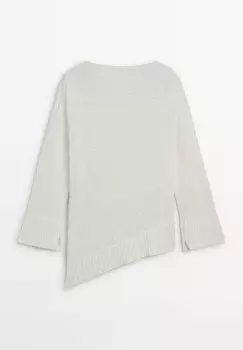 Вязаный свитер ASYMMETRIC Massimo Dutti, белый