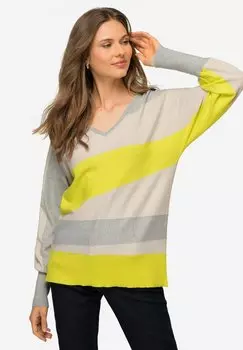 Вязаный свитер ASYMMETRISCHE BLOCKSTREIFEN KIMONO-PASSFORM V-AUSSCHNITT ANGARM LAURASN, цвет soft granit