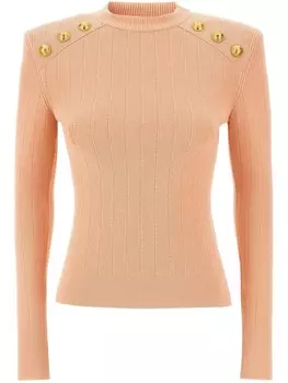 Вязаный свитер Balmain с пуговицами, розовый