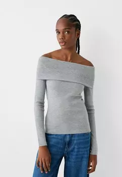 Вязаный свитер BARDOT Bershka, серый