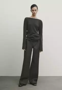 Вязаный свитер BOAT NECK Massimo Dutti, цвет dark green