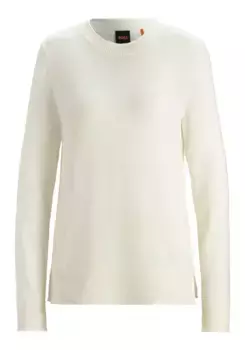 Вязаный свитер BOSS ORANGE "C_Fanikale", классический базовый свитер, круглый вырез, белый