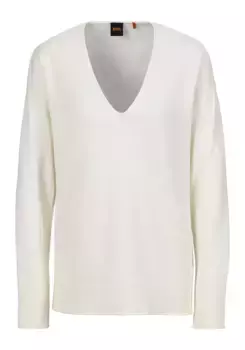 Вязаный свитер BOSS ORANGE "C_Freno Premiumженская мода", с декоративным швом, белый