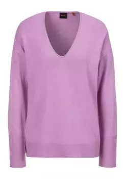 Вязаный свитер BOSS ORANGE "C_Freno Premiumженская мода", с декоративным швом, фиолетовый