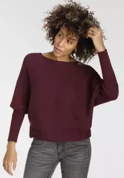 Вязаный свитер Boysen с вырезом "лодочка" и рукавами "летучая мышь" — НОВАЯ КОЛЛЕКЦИЯ Boysen'S, бордовый