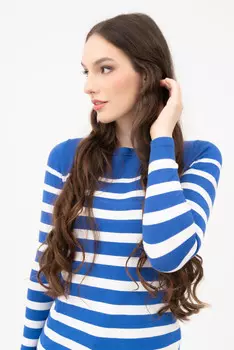 Вязаный свитер Budmil, синий/белый