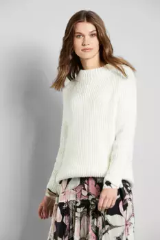 Вязаный свитер bugatti из мягкой смеси альпаки, цвет Ecru