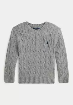 Вязаный свитер CABLE KNIT WOOL CASHMERE JUMPER Ralph Lauren, темно-серый