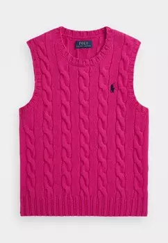 Вязаный свитер CABLE-KNIT WOOL-CASHMERE SWEATER VEST Ralph Lauren, розовый