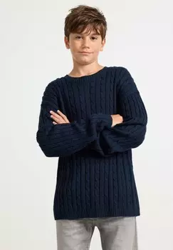 Вязаный свитер CABLE Lindex, темно-синий
