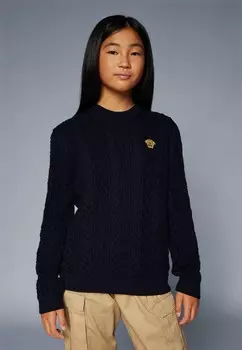 Вязаный свитер CABLE MIX UNISEX Versace, темно-синий