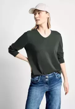 Вязаный свитер Cecil из мягкой смеси хлопка, хаки