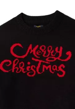 Вязаный свитер Christmas Jacquard Lettering OVS, черный