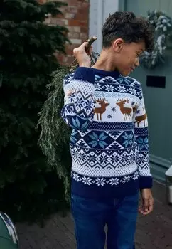 Вязаный свитер CHRISTMAS Next, цвет red navy checkerboard