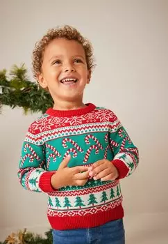 Вязаный свитер CHRISTMAS Next, цвет redgreencandycanefairislepattern