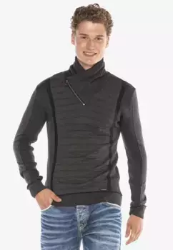 Вязаный свитер Cipo & Baxx с асимметричным воротником-шалью, антрацит