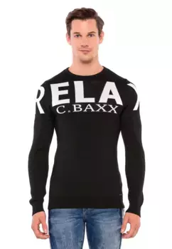 Вязаный свитер Cipo & Baxx с фирменной надписью, черный