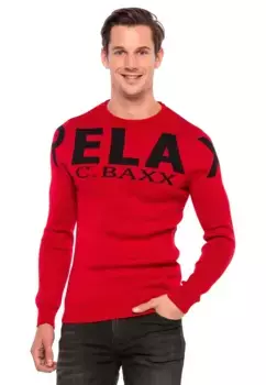 Вязаный свитер Cipo & Baxx с фирменной надписью, красный