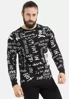 Вязаный свитер Cipo & Baxx с модной надписью, черный