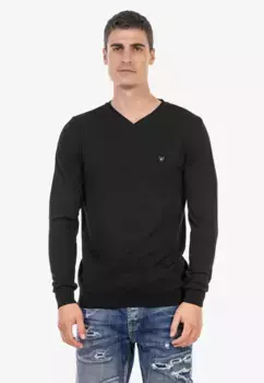 Вязаный свитер Cipo & Baxx с V-образным вырезом, черный