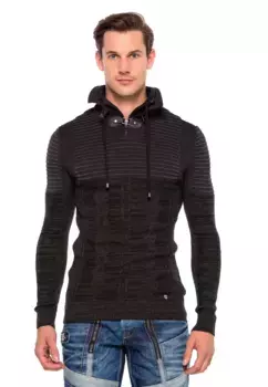 Вязаный свитер Cipo & Baxx, с воротником стойкой, антрацит