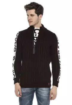 Вязаный свитер Cipo & Baxx спортивного дизайна, красный