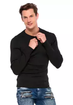 Вязаный свитер Cipo & Baxx спортивного силуэта, черный