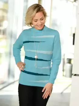 Вязаный свитер Classic Basics "Пуловер", цвет Aquamarin-Ecru-Gemustert