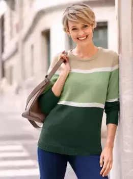 Вязаный свитер Classic Basics "свитер с длинными рукавами", цвет Sand-Moos-Gestreift