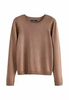 Вязаный свитер CREW NECK LONG SLEEVE, REGULAR FIT Next, коричневый