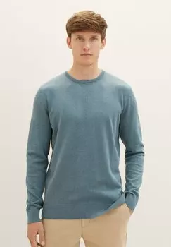 Вязаный свитер CREW NECK TOM TAILOR, цвет dusty dark teal melange