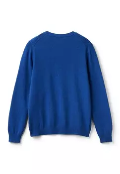 Вязаный свитер CREW NECK TOP WITH EMBROIDERED LOGO AND DETAILING ON SHOULDERS SLEEVEHOLES AND SIDES United Colors of Benetton, синий