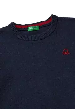 Вязаный свитер CREW NECK WITH EMBROIDER. United Colors of Benetton, синий
