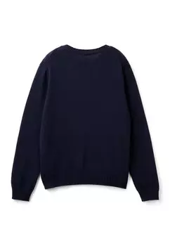 Вязаный свитер CREW NECK WITH EMBROIDERED LOGO United Colors of Benetton, синий