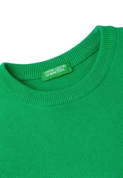 Вязаный свитер CREW NECK WITH EMBROIDERED LOGO United Colors of Benetton, зеленый