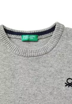 Вязаный свитер CREW NECK WITH EMBROIDERY United Colors of Benetton, серый