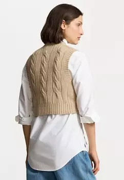 Вязаный свитер CROPPED CABLE WOOL-CASHMERE JUMPER Ralph Lauren, бежевый