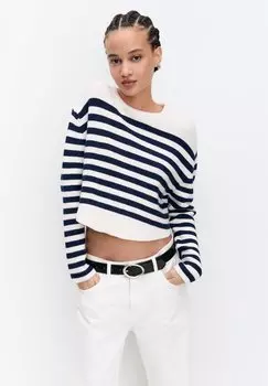 Вязаный свитер CROPPED PULL&BEAR, цвет white