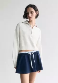 Вязаный свитер CROPPED QUARTER PULL&BEAR, цвет beige