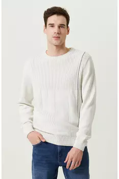 Вязаный свитер цвета экрю с деталями из трикотажа Network, экрю