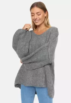 Вязаный свитер Decay с женственным V-образным вырезом, серый