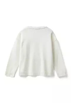 Вязаный свитер DETAILING IN FLUFFY United Colors of Benetton, кремовый