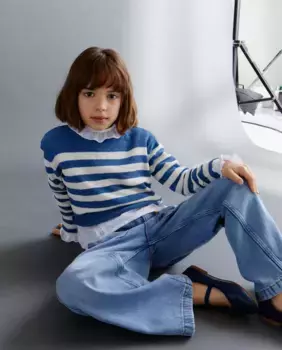 Вязаный свитер для девочек синелью Kids El Corte Ingls, синий