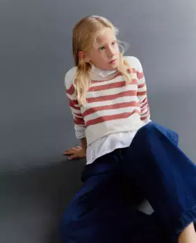 Вязаный свитер для девочек синелью Kids El Corte Ingls, коричневый