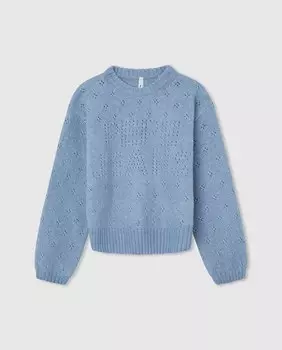 Вязаный свитер для девочки Pepe Jeans, светло-синий