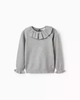 Вязаный свитер для девочки с рюшами Zippy, серый